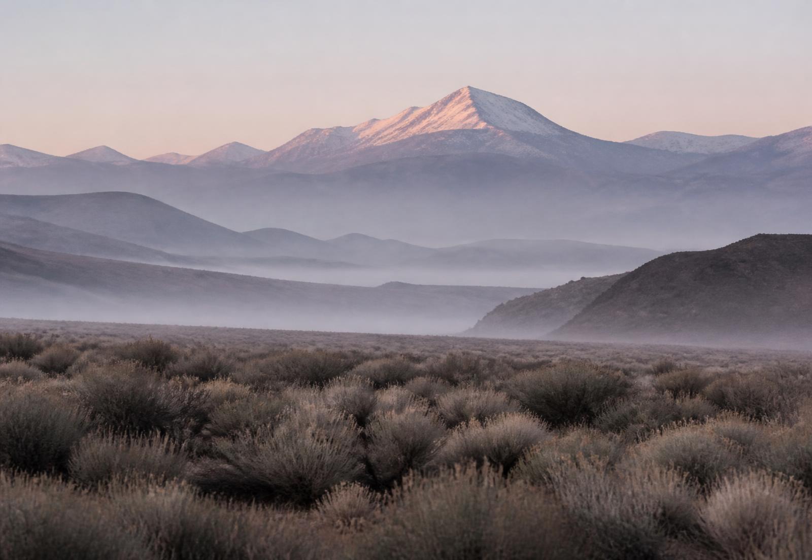 First light over a high desert mountain range in Northern Nevada